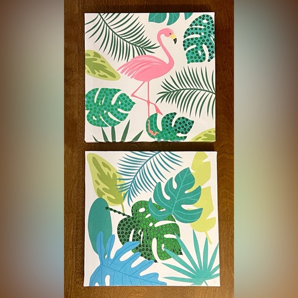 Canvas Other - Tropical Flamingo and Leaf Print Canvases